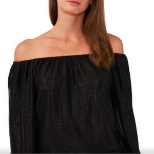 By Together Elegant Black Off-Shoulder Peasant style Women's Blouse